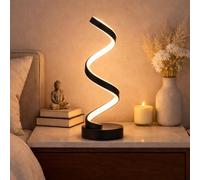 Lampada Led Da Comodino | Abat Jour Da Tavolo | Luce Dimmerabile Bianco Freddo Naturale Caldo | Lampada Da Scrivania a Spirale Camera Da Letto 3200 Lumen (2 x Nero)