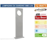 LAMPADA LED DA GIARDINO 12W IN ALLUMINIO BIANCO NERO GRIGIO IP65 500MM 600 LUMEN [EEK: A+]