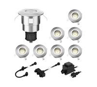 ledscom.de Lampada da incasso a pavimento LED Atria per esterni alluminio bianco caldo ogni 14lm IP65 40mm Ø set di 8