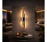 Lampada LED da Parete - Applique led Muro - Lampada da Muro Interno Design Moderno - 2000 Lumen 16W 4500K Luce Bianco Naturale Illuminazione Soggiorno Bagno Cucina Camera Corridoio 48 cm (1 x Nero)