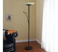 Lampada LED da pavimento Lindby Ragna, lampada da lettura, marrone scuro, LINDBY
