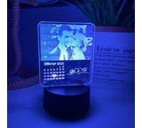 Lampada Led da Tavolo in Plexiglass di Coppia Personalizzata con Foto e Data