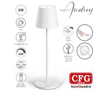 LAMPADA LED DA TAVOLO RICARICABILE AUDREY BIANCA LUMINOSITA E LUCE REGOLABILE [EEK: A]