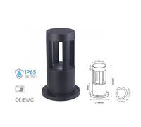 Lampada Led Da Terra 10W Per Giardino Altezza 250mm Freddo 6400K Carcassa Nera E
