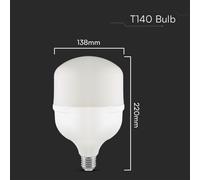 V-TAC LED Bulb - 50W Plastic T140 6500K E27 With E40 Ring