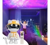 Lampada LED Gatto Astronauta Proiettore Stelle,Proiettore Lampada LED Ricaricabile per Bambini Girevole a 360°,Luce Notturna Neonato Soffitto Con 12 Effetti Di Luce,Telecomando,Cavo Dati USB