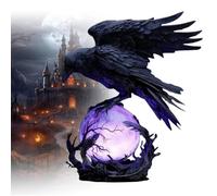 Lampada LED gotica al chiaro di luna di Raven, decorazione spettrale a forma di corvo for la casa, scultura misteriosa a forma di corvo su sfera luminosa, luminosità regolabile Academia Decor(B)