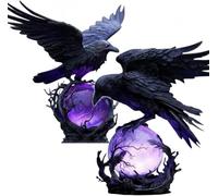 Lampada LED gotica Raven's Moonlight, corvo su sfera luminosa con luce viola, luminosità regolabile, l'eleganza oscura incontra la luce ambientale for gli appassionati di Halloween(A+B)