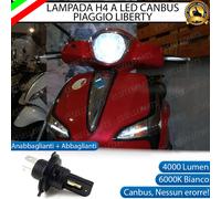 LAMPADA LED H4 6000K BIANCO CANBUS 4000 LM PIAGGIO LIBERTY 125 150 200 2016-2021