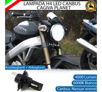 LAMPADA LED H4 CANBUS 4000 LM PER CAGIVA PLANET LUCE BIANCA 6000K NO ERROR