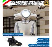 LAMPADA LED H4 CANBUS 4000 LM PER YAMAHA D'ELIGHT 125 BIANCO GHIACCIO 6000K