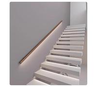 Lampada LED in legno con luci rotonde per scale e ringhiere, illuminata per uso interno/esterno (naturale-sinistra, 150 cm) - perfetto per terrazze scale