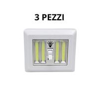 LAMPADA LED LUCE EMERGENZA GANCIO INTERRUTTORE PUNTO LUCE A PILE ARMADIO NOTTE [EEK: A+++]