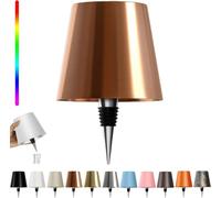 Lampada LED per Bottiglia, Lampada da Tappo per Bottiglia, Lampada da Tavolo Senza Fili Dimmerabile 3 Colori - IP54 Impermeabile Comando a Tocco per Interno Esterno Famiglia Ristorante Bar RGB Bronze