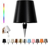 Lampada LED per Bottiglia, Lampada da Tappo per Bottiglia, Lampada da Tavolo Senza Fili Dimmerabile 3 Colori - IP54 Impermeabile Comando a Tocco per Interno Esterno Famiglia Ristorante Bar RGB Black