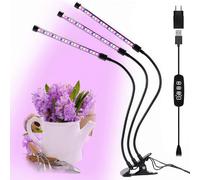 Lampada LED per piante GOEDCH: lampada LED per piante con timer, 9 livelli di luminosità, 3 modalità di colore e braccio rotante a 360° per piante di internio, alimentazione USB e pinza rimovibile