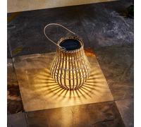 Lampada LED per terrazza e a energia solare Lindby Amaria, bambù, Ø 18 cm LINDBY