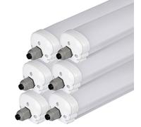 Lampada LED per vasca, luce per ambienti umidi, luce per garage, lampada per ingresso, lampada da soffitto, plastica bianca, resistente ai getti d'acqua, 36W 4320lm 4000K, L 120 cm, set da 6