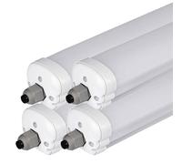 Lampada LED per vasca, luce per ambienti umidi, luce per garage, lampada per ingresso, lampada da soffitto, plastica bianca, resistente ai getti d'acqua, 36W 4320lm 4000K, L 120 cm, set da 4