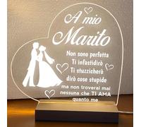 Lampada led personalizzata, Luce notturna decorativa, Lampada notturna a led, base in legno e cavo usb. IDEA REGALO, MAMMA, Papà, NONNA,NONNI, (A MIO MARITO)
