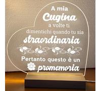 Lampada led personalizzata, Luce notturna decorativa, Lampada notturna a led, base in legno e cavo usb. IDEA REGALO, MAMMA, Papà, NONNA,NONNI, (A MIA CUGINA)