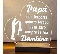 Lampada led personalizzata, Luce notturna decorativa, Lampada notturna a led, base in legno e cavo usb. IDEA REGALO, MAMMA, Papà, NONNA,NONNI, (PAPA' SARO' SEMPRE LA TUA BAMBINA)