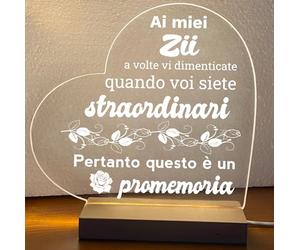 Lampada led personalizzata, Luce notturna decorativa, Lampada notturna a led, base in legno e cavo usb. IDEA REGALO, MAMMA, Papà, NONNA,NONNI, (AI MIEI ZII)