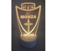 Lampada LED Personalizzata Stemma Monza Calcio - Luce 7 Colori con Base Nera