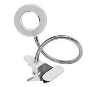 Lampada LED Pieghevole da Tavolo per Manicure, Salone, Argento | Alluminio, Guida Luce Satinata, Base a Clip e Tubo Serpentino, 55x8,9x5cm, Regolabile a 360 Gradi