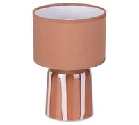 Lampada led portatile a batteria h. 20 cm, base in vetro e paralume in tessuto, Chocolate