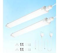 Lampada LED resistente all'umidità, 30W, 1,2m barra luminosa LED, 2 pezzi di luce bianca fredda super luminosa 6500K, con spina europea, ideale per garage, cantina, laboratorio, magazzino e bagno.