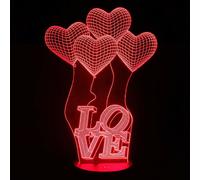 Lampada LED RGB Cuori LOVE innamorati effetto 3D multicolore decorazione regalo