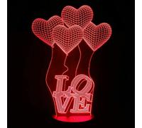 Lampada led rgb LOVE cuori innamorati effetto 3D decorazione multicolor regalo