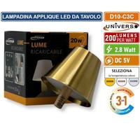 LAMPADA LED RICARICABILE DA TAVOLO PER BOTTIGLIE COLORE LUCE SELEZIONABILE 3IN1