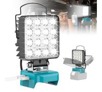 Lampada LED Ricaricabile per Makita 18V, LIVOWALNY 48W 4800LM Lampada Emergenza a Doppio Interruttore con Type C/USB Lampada da Lavoro Faretto per Garage, Campeggio, Cantiere (Senza Batteria)
