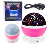 Lampada LED rotante e proiettore di stelle 360° - rosa