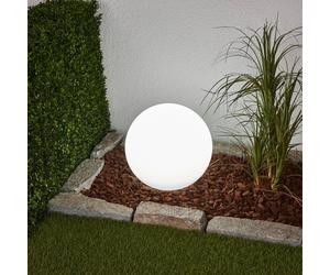 Lampada LED solare Lago di Lindby, Ø 30 cm, globo, punta a terra, bianco LINDBY