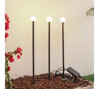 Lampada LED solare Lindby Freydis, set da 3, nera, 2.000 K LINDBY