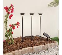 Lampada LED solare Lindby Lyris, set da 3, nera, alluminio, 3.000K LINDBY