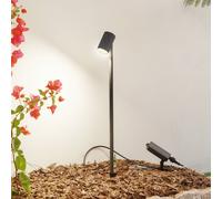 Lampada LED solare Lindby Myric, nera, in alluminio, 3.000 K LINDBY