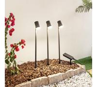 Lampada LED solare Lindby Myric, set da 3 pezzi, nera, alluminio, 3.000 K LINDBY