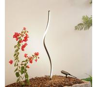 Lampada LED solare Lindby Sabriel, dal design sinuoso, nera, in alluminio, 3000K LINDBY