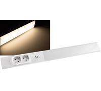 Lampada LED sottopensile "Arusha", lunghezza 60 cm, alluminio e plastica, corpo bianco, con USB C, luce bianca calda, interruttore della luce separato