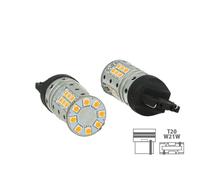 CARALL Lampada Led T20 W21W WY21W 7440 Canbus 12V 25W Reale Arancione Per Frecce No Errore 32 Smd 3030