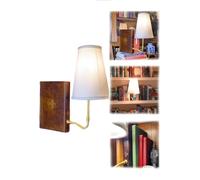 Lampada letteraria classica, lampada da scaffale con design a libro d'epoca, elegante lampada da tavolo vintage con paralume in lino, lampada decorativa unica per l'ufficio, la biblioteca e lo studio