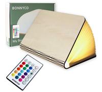 Lampada Libro Led Pieghevole in Legno con Telecomando 16 Colori e Timer Lampada