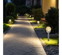 Lampada Solare Esterni da Giardino Chiodi LED Sfera di Vetro Argento H 34,5 CM
