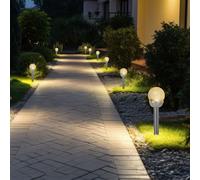 Lampada Solare Esterni da Giardino Chiodi LED Sfera di Vetro Argento H 34,5 CM