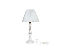 LAMPADA LUME IN LEGNO ARGENTATO DA TAVOLO PARALUME TESSUTO PLISSÈ ALTEZZA 40 CM