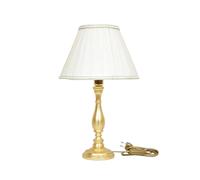 LAMPADA LUME IN LEGNO DORATO DA TAVOLO PARALUME TESSUTO AVORIO PLISSÈ H 40 CM